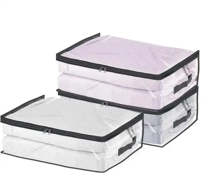 Lot De 3 Sacs De Rangement Rectangulaires En Pvc Transparent – Pliables Et Polyvalents - Image 1 of 3
