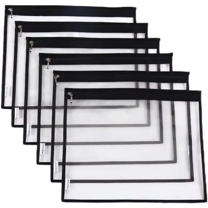 Lot De 8 Pochettes De Rangement Multi-usages En Pvc Transparent Résistant À L'eau Avec Fermeture Éclair - Image 1 of 3