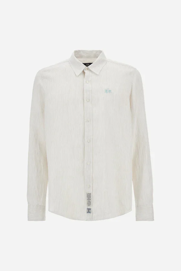 Chemise Lin Rayée Manches Longues - Taron  - Image 1 of 4