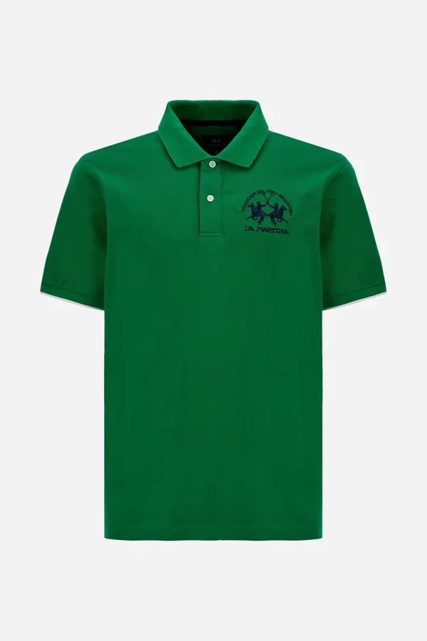 Polo Homme Manches Courtes En Piqué Stretch Avec Logo Iconic Team - Miguel - Image 1 of 4