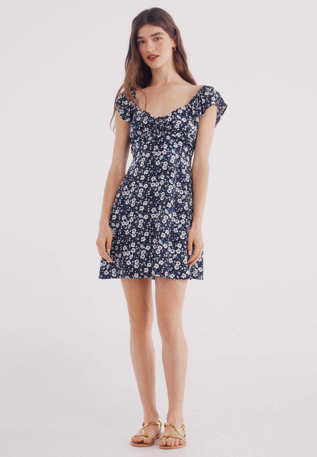 Robe Courte Imprimé À Bretelles Et Volants - Image 1 of 4