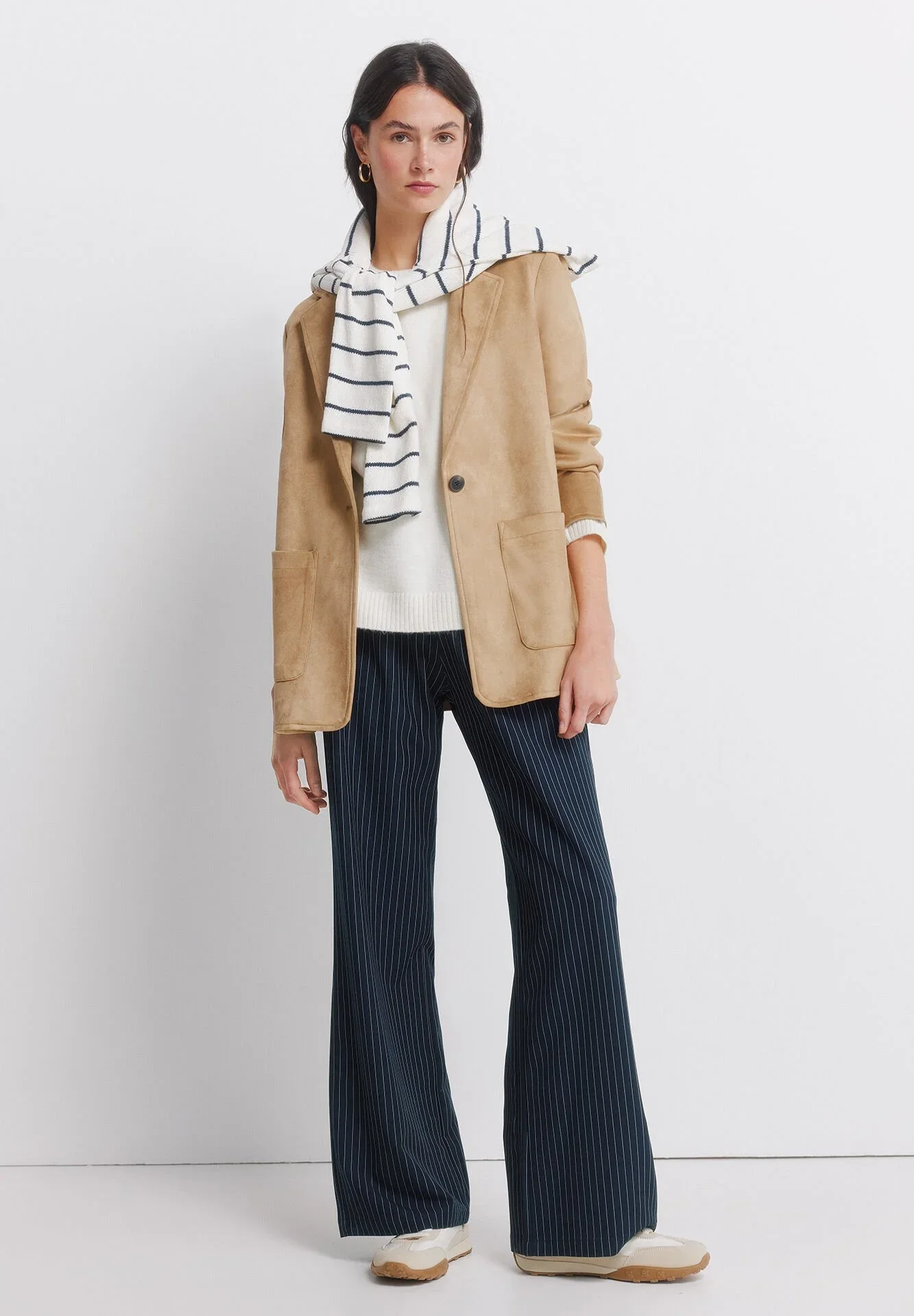 Pantalon Fluide Rayé Bleu Marine - Image 1 of 4