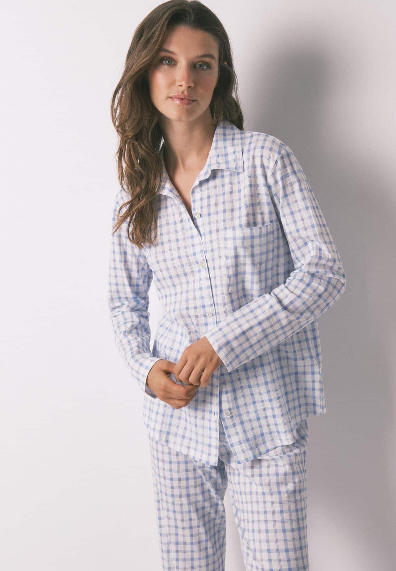 Pyjama Chemise En Coton À Carreaux - Image 1 of 4