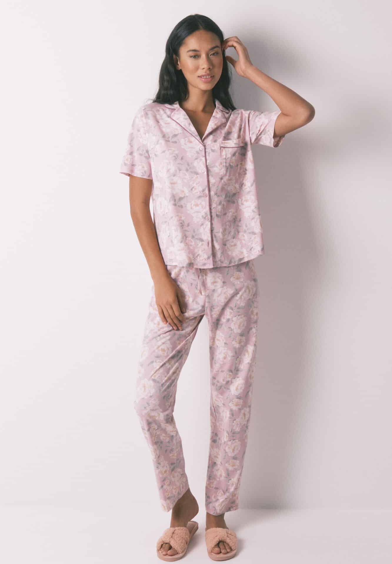 Pyjama Chemise Longue Fleurie 100% Coton - Image 1 of 4