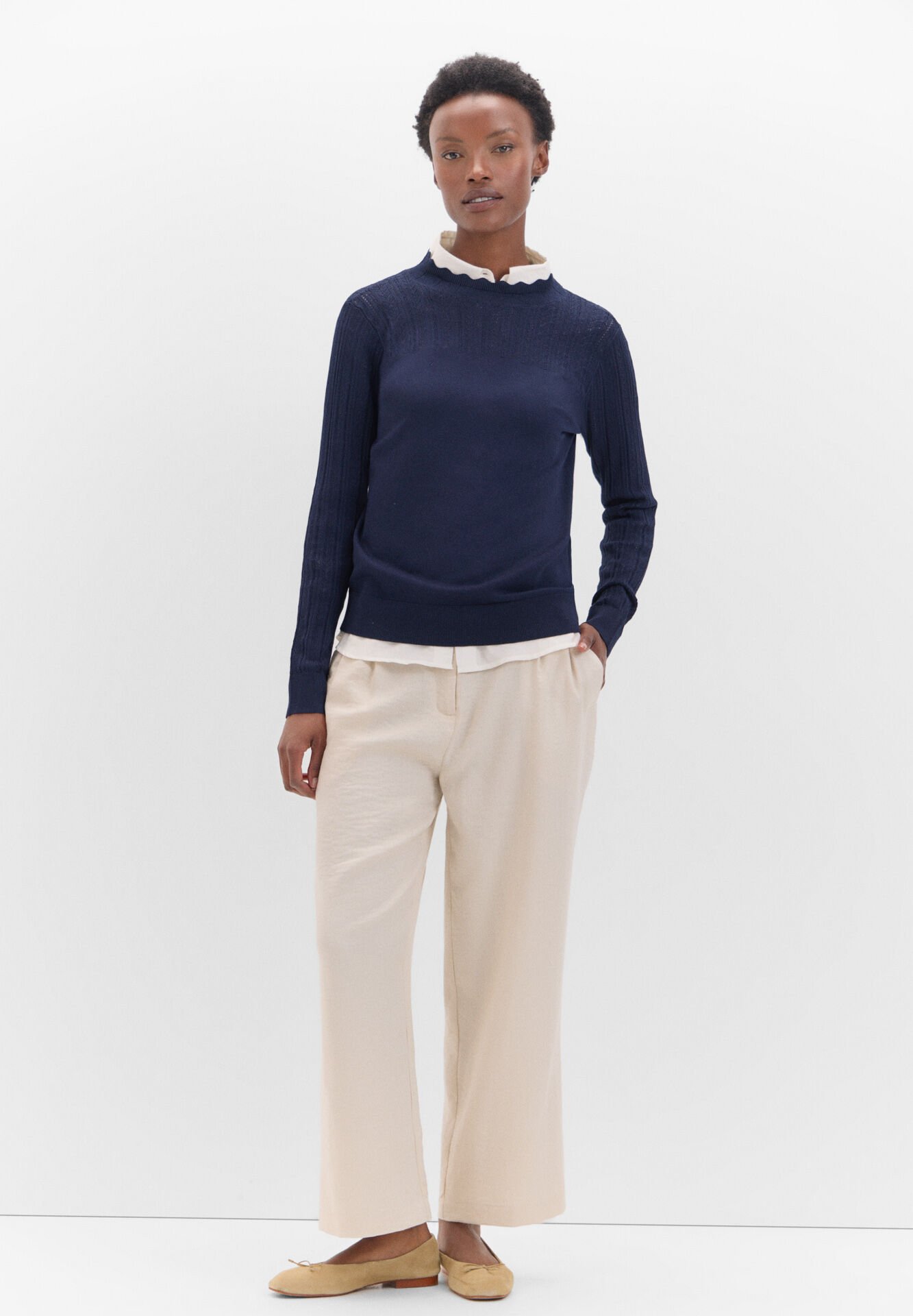 Pull en maille combinée - Image 1 of 4