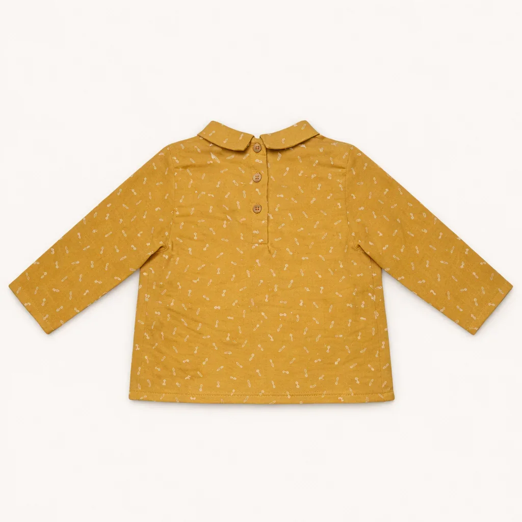 Blouse Bébé Jaune Moutarde À Col Claudine – Élégance & Douceur - Image 1 of 2