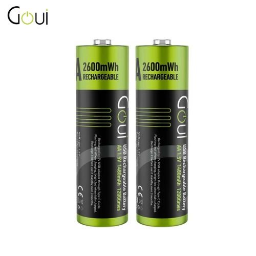 Batterie Rechargeable Aa Battery (2pcs) Avec Cable Type C De Charge - Pile 1300mah / 2600mwh Black - Image 1 of 3
