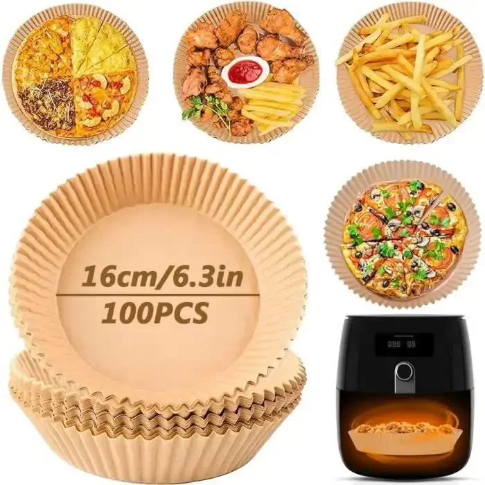 Papier Cuisson Air Fryer – Feuilles Rondes Antiadhésives Jetables - Image 1 of 2