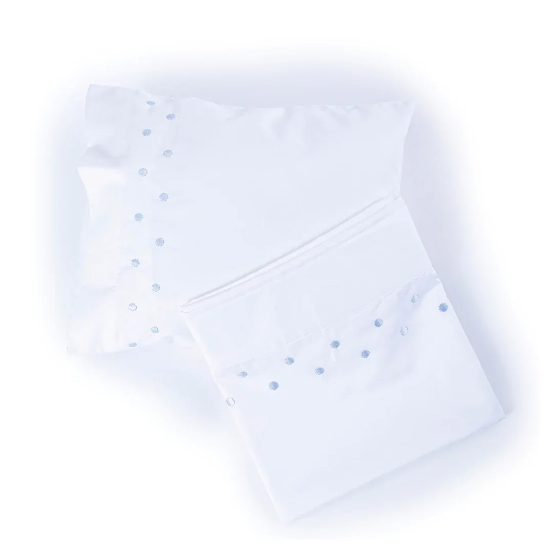 Ensemble Drap + Coussin Naissance Brodé Bleu Ciel - Image 1 of 1