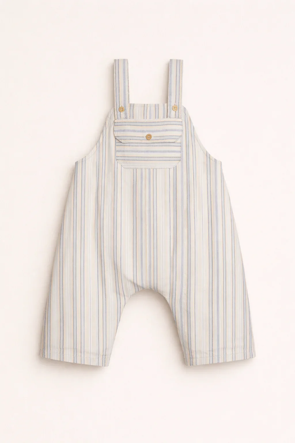 Salopette Bébé Rayée Bleu &amp; Beige – Style Chic & Décontracté - Image 1 of 2
