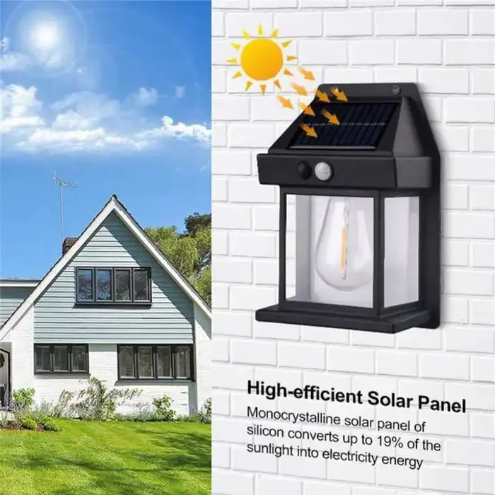 Lampe Solaire Led, Lanterne Murale Solaire Avec 3 Modes Et Détecteur De Mouvement - Image 1 of 1