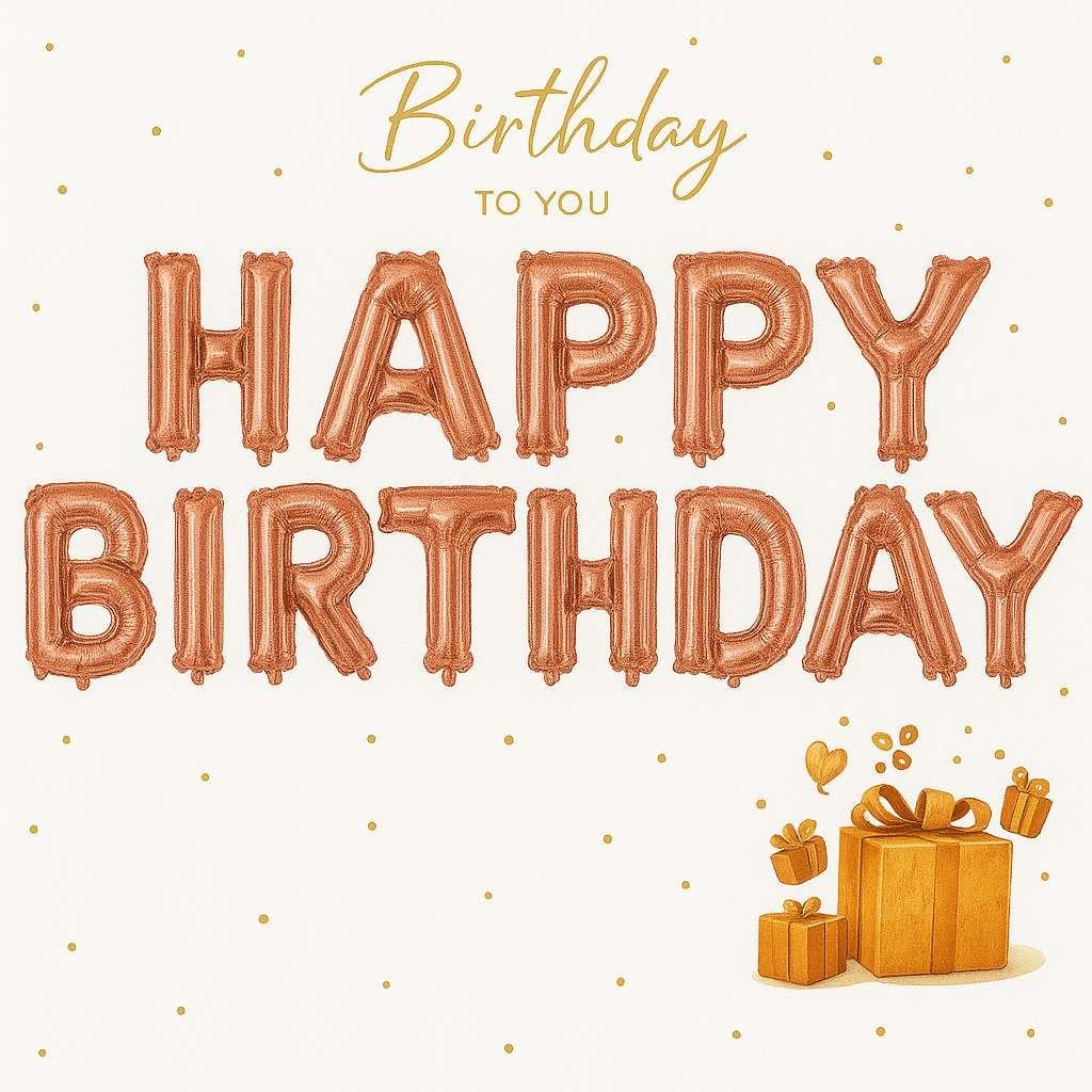 Décoration Murale Ballon Gonflable Happy Birthday Bronze - Image 1 of 1