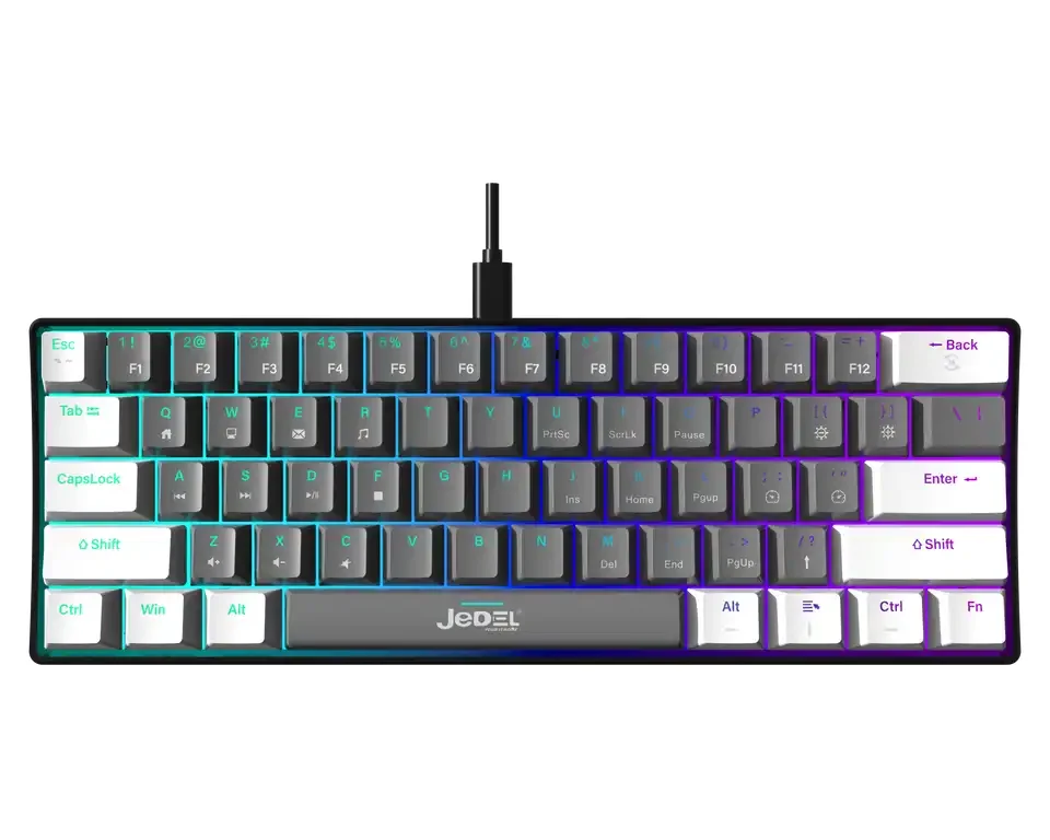 Clavier Mécanique De Jeu Rvb Éclairage Arc-en-ciel, 61 Touches Avec Interface De Type C, Touches Anti-ghosting Blue Switch Kl-69 - Image 1 of 2