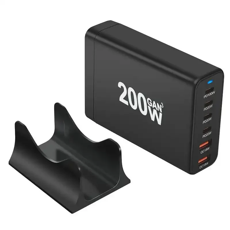 Station De Charge De Bureau Gan 6 Ports Chargeur De Bureau 200w Gan Usb-a X 2 + Usb C X 4 Pd 100w Charge Rapide - Image 1 of 2
