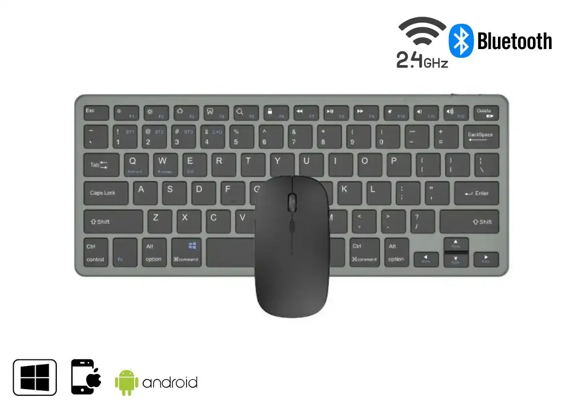 Pack Clavier Et Souris Sans Fil Bluetooth 2.4g Qwerty Bt78 Silencieux Pour Pc Et Mac - Image 1 of 4