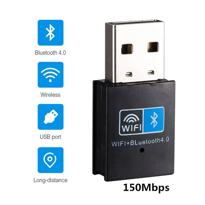 Mini Adaptateur Wifi Usb 150m Avec Bluetooth Carte Réseau Sans Fil Pour Pc - Image 1 of 4