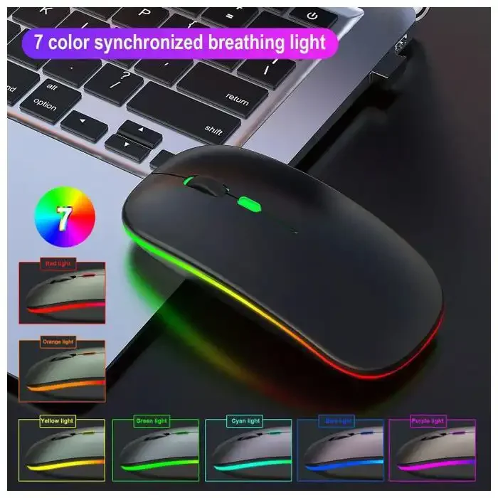 Souris Sans Fil Rgb Bluetooth Et 2.4g Rechargeable Silencieuse - Image 1 of 4