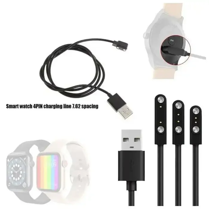 Câble De Charge Magnétique Pour Montre Intelligente, Pour 2 Broches, Distances 4mm, Noir, Nouveaux Câbles De Chargeur Usb Universel - Image 1 of 4