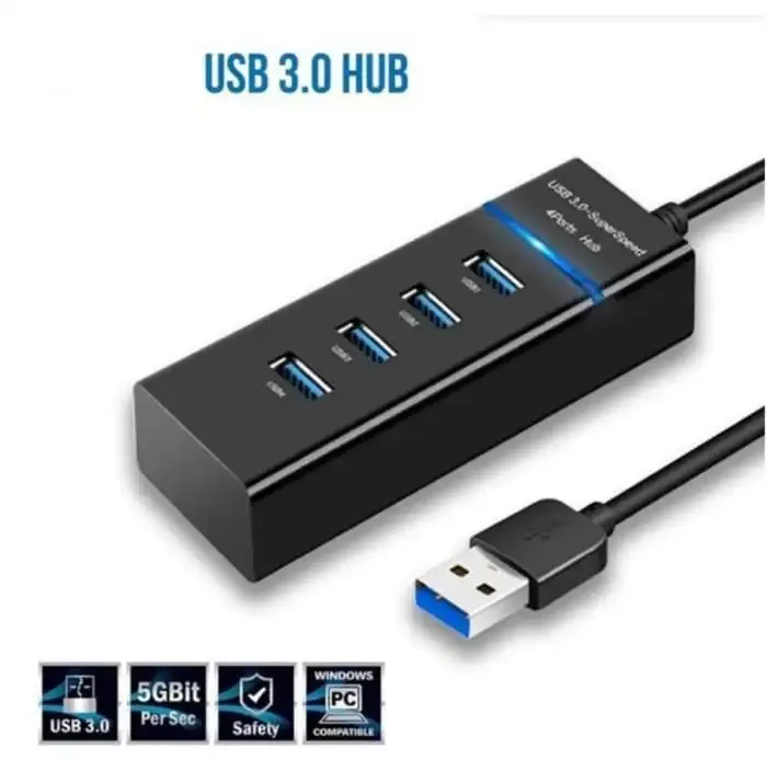 Hub Usb Adaptateur Alimenté 4 Ports Usb (3.0) À Haute Vitesse 5gbps Superspeed - Image 1 of 4