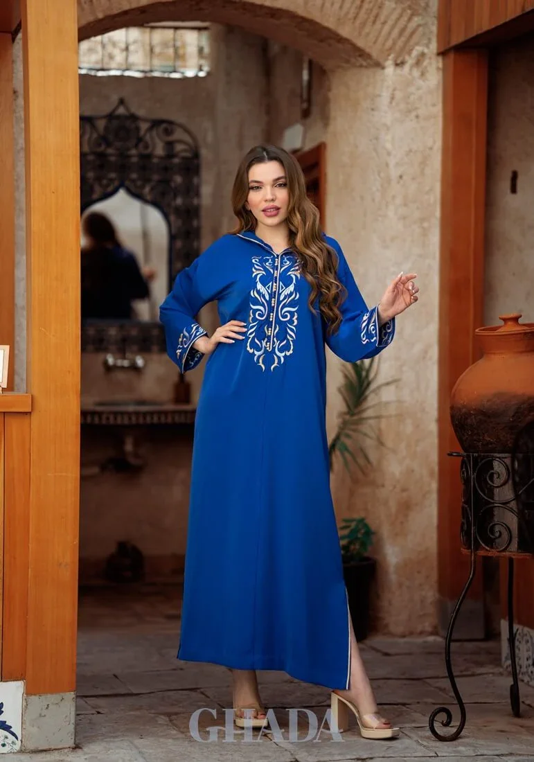 Djellaba Makhzaniya Avec Broderie En Skalli - Image 1 of 4