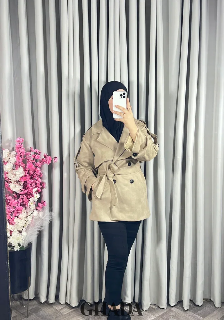 Trench-coat Mi-long En Daim - Image 1 of 4