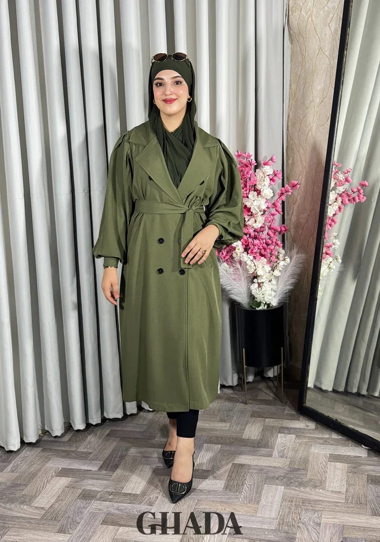 Trench-coat Oversize En Vert Kaki - Image 1 of 4