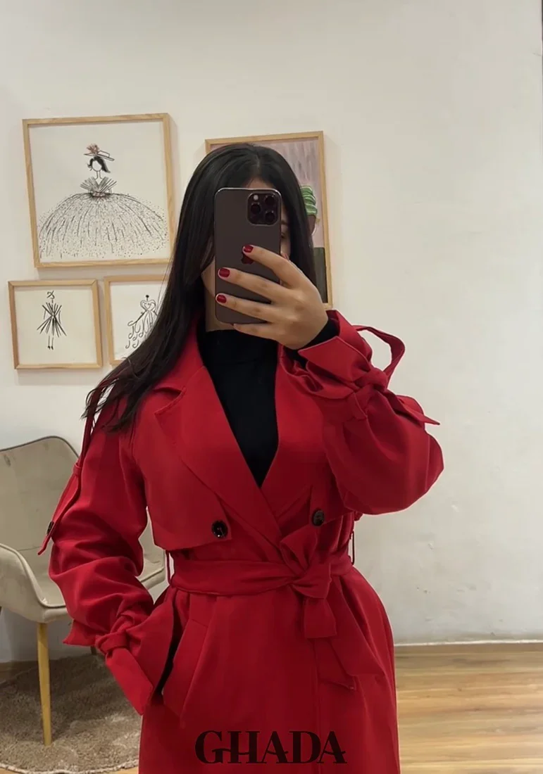 Trench Oversize Long En Rouge - Image 1 of 4