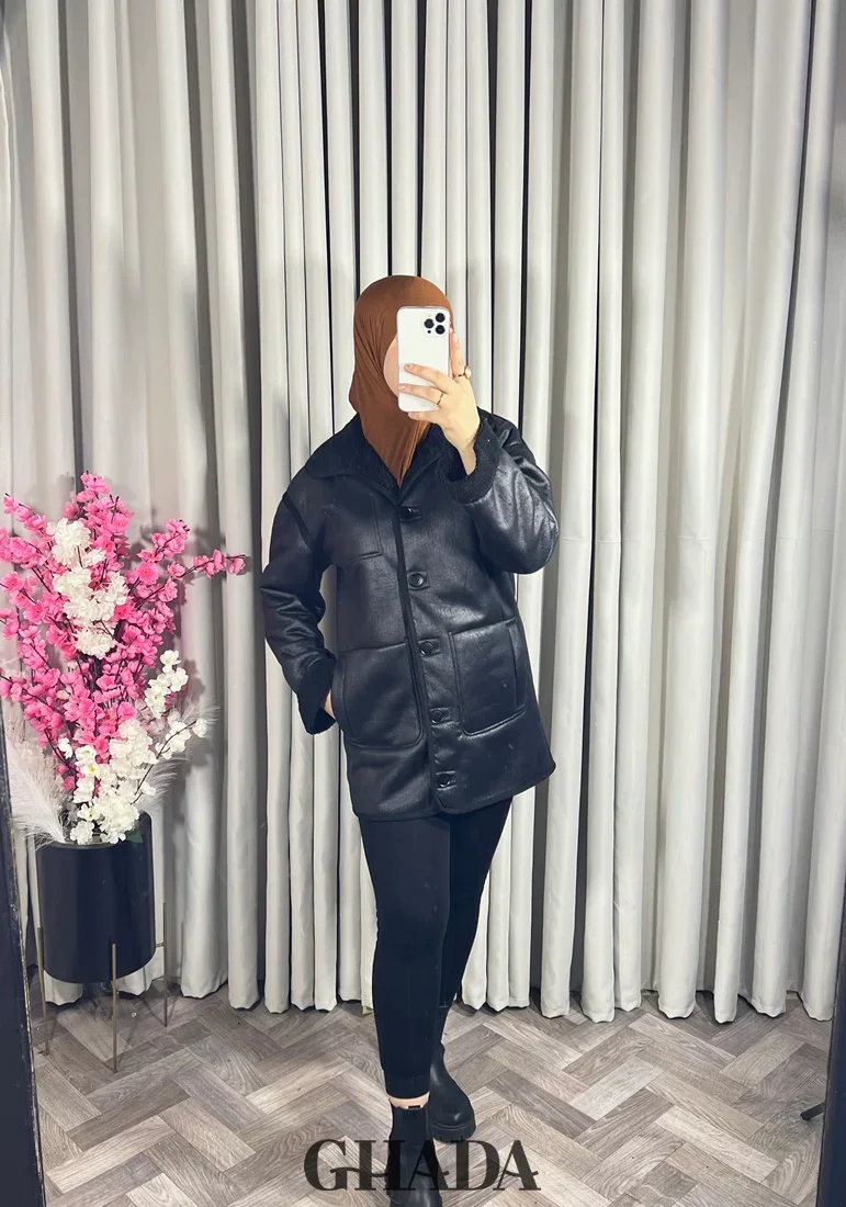 Manteau En Simili Cuir Noir - Image 1 of 4