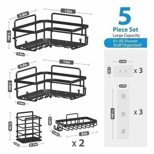 Étagères 5 Pièce De Rangement Pour Salle De Bain En Métal Noir Ensemble - Image 1 of 4