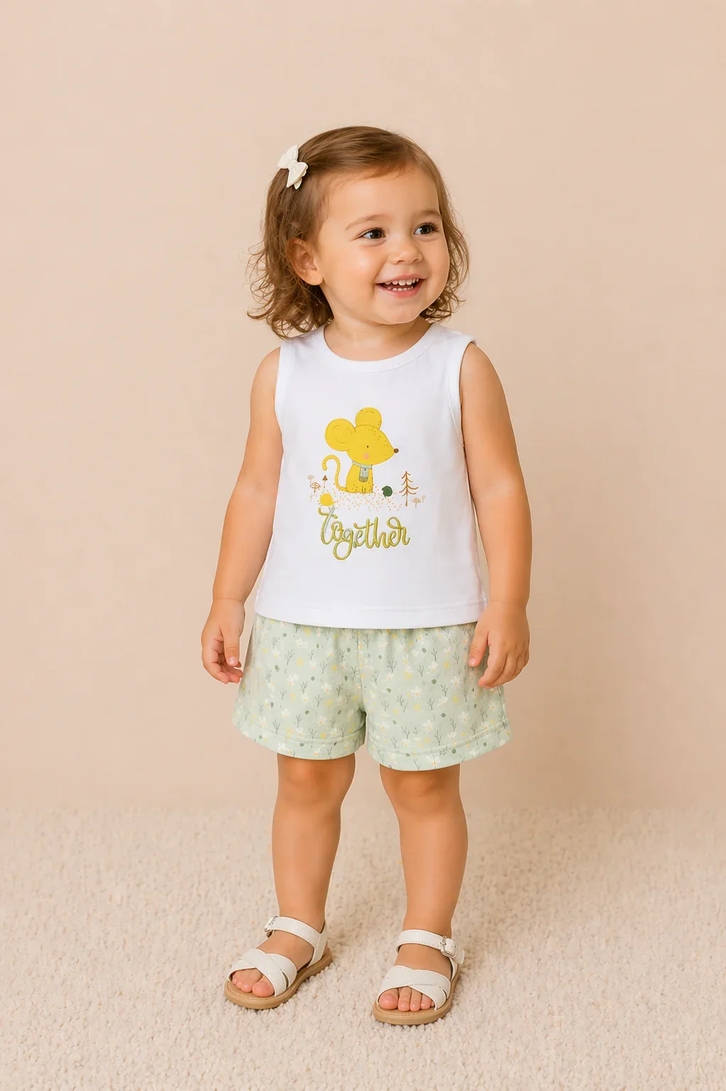 Ensemble Bébé Fille T-shirt Imprimé & Short - Image 1 of 2