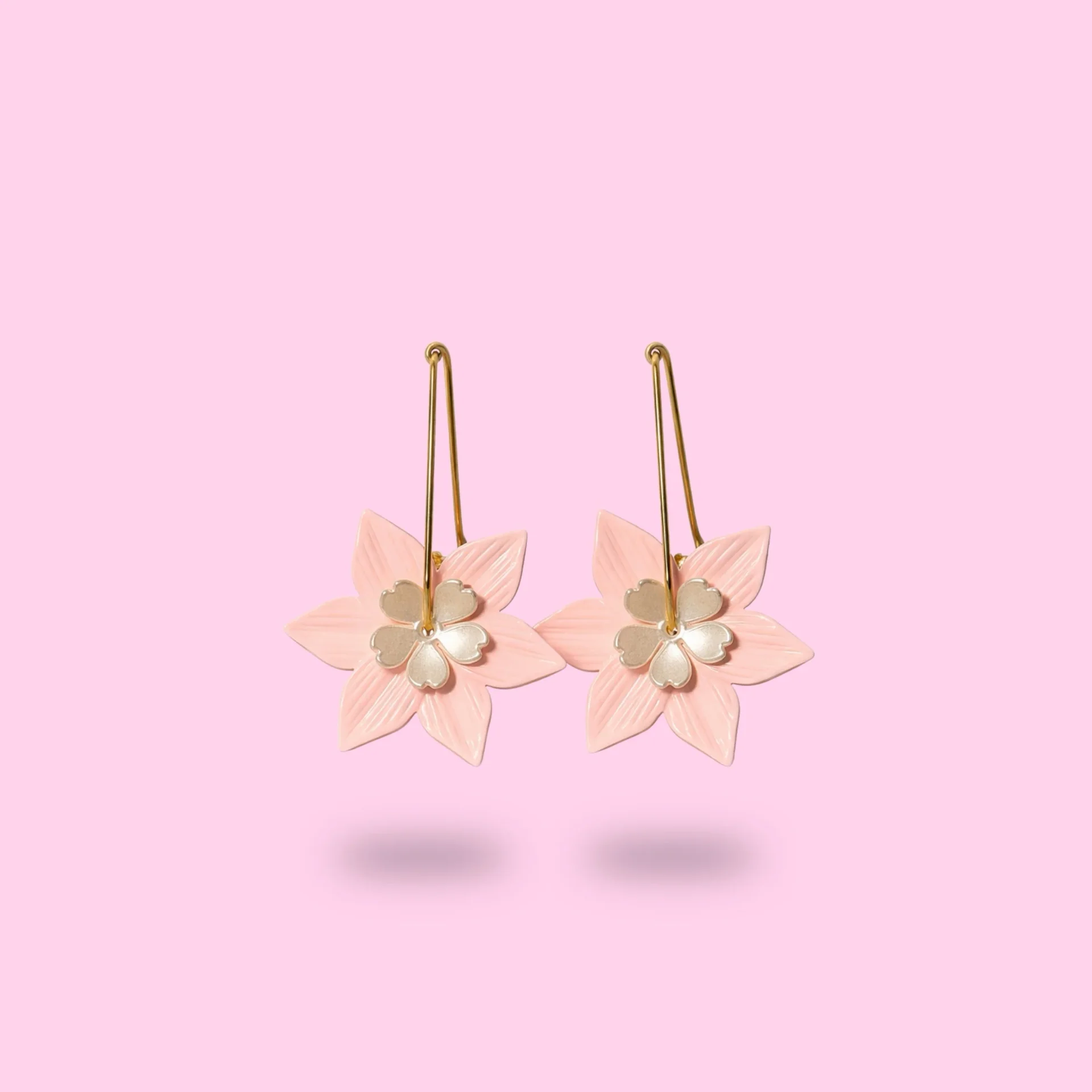 Boucles Doubles Fleurs Rosé - Image 1 of 1