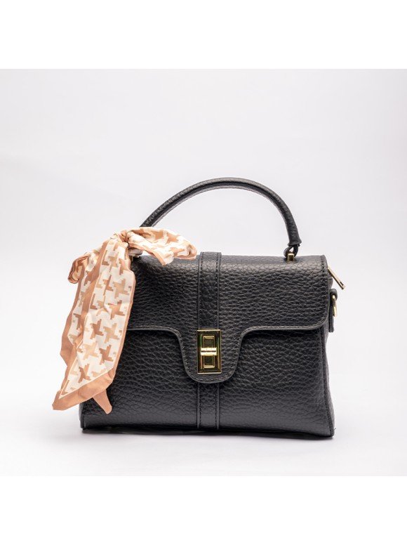 Sac à main structuré avec foulard géométrique chic - Image 1 of 4