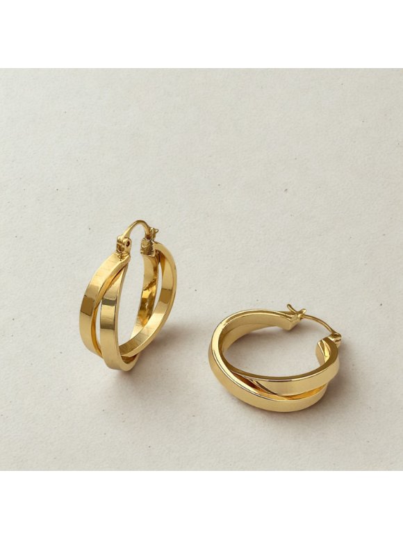 Boucle D'oreille - Créole À Double Anneau Croisé - Image 1 of 1