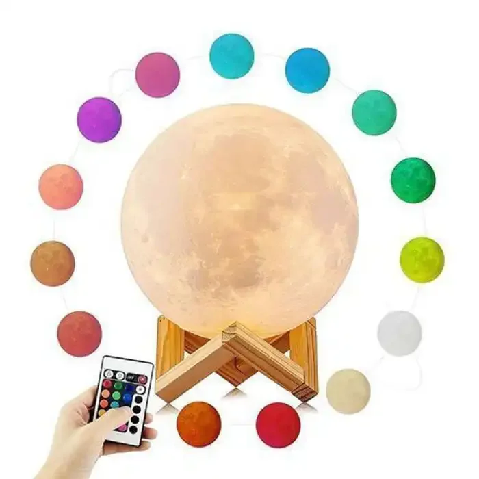 La Lune Lampe Lumineuse - Moon Light Lamp - Plusieurs Couleurs & Support Démontable - Image 1 of 3