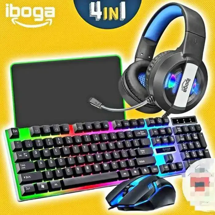 Pack Gamer - Iboga - Clavier Led Rgb - Souris Led Rgb - Tapis De Souris Xxl - Casque - Image 1 of 3