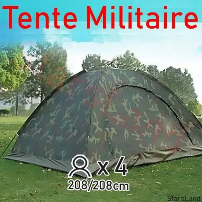 Tente Militaire - Camouflage - 4 Personnes - Imperméable - Montage Facile - Double Toit - Image 1 of 2