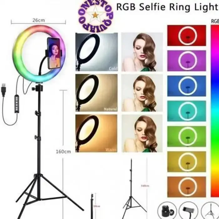 Rgb Ring Light 33 Cm Avec Tripod 2 M Pour Youtube / Tiktok - Image 1 of 3