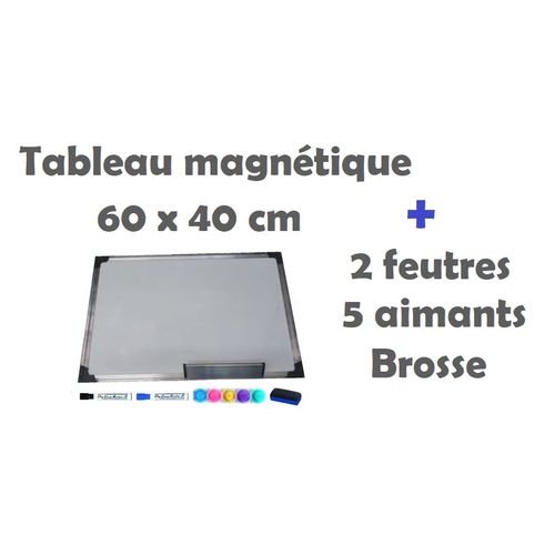 Tableau Magnétique Blanc + 2 Feutres + 5 Aimants + Brosse - Image 1 of 1