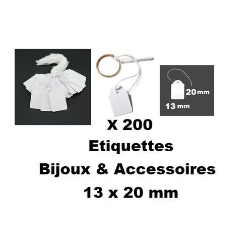 200 Étiquettes Bijoux Carton Avec Fil D’attache 13x20 Mm Accessoires - Image 1 of 1
