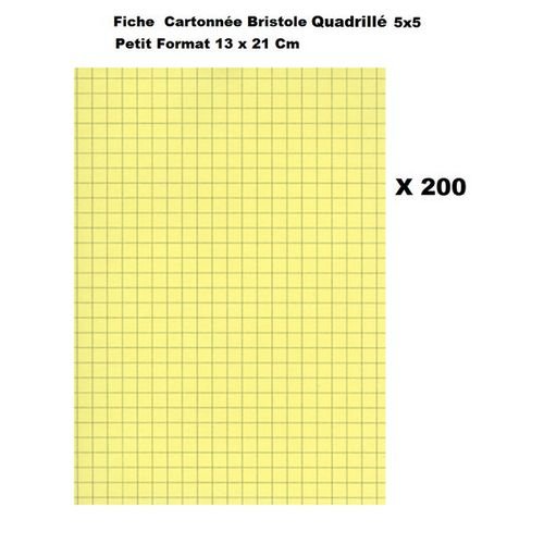 Lot Économique De 200 Fiches Bristol Quadrillées Jaunes 13 X 21 Cm - Image 1 of 1