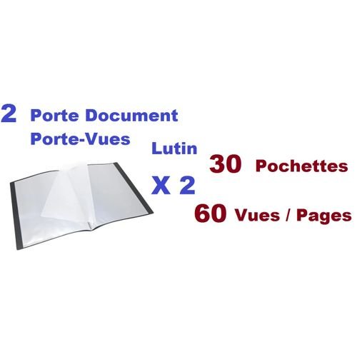 Lot De 2 Porte-vues 60 Vues En Polypropylène Souple Noir – Ouverture 180° - Image 1 of 1