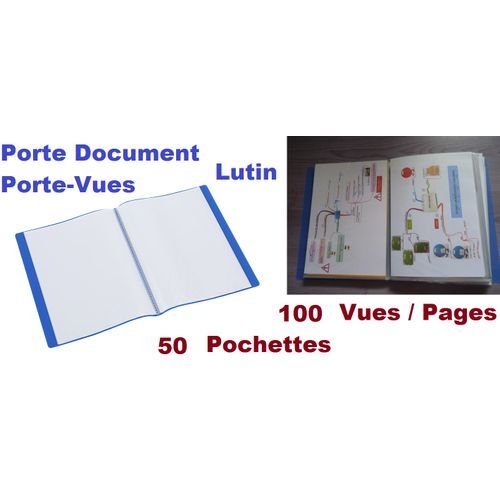 Porte-vues Document, Lutin En Polypropylène, Souple, Ouverture 180°, 100 Vues, Bleu - Image 1 of 1