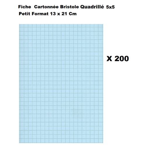 Lot Economique 200 Fiches Cartonnés Quadrillées-13 X 21cm - Bleu - Image 1 of 1