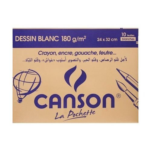 Pochette De 10 Feuilles De Papier Dessin Blanc 24 X 32 Cm – 180 G - Image 1 of 1
