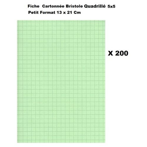 Lot Economique 200 Fiches Cartonnés Quadrillées-13 X 21cm-vert - Image 1 of 1