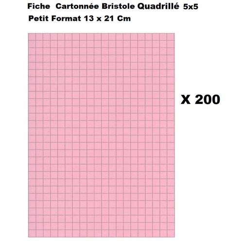 Lot Economique 200 Fiches Cartonnés Quadrillées-13 X 21cm - Rose - Image 1 of 1