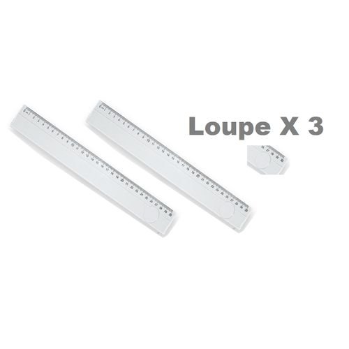 Set 2 Règles Plates 30 Cm Avec Loupe X3, Plastique, Transparente, Solide, Pratique - Image 1 of 1