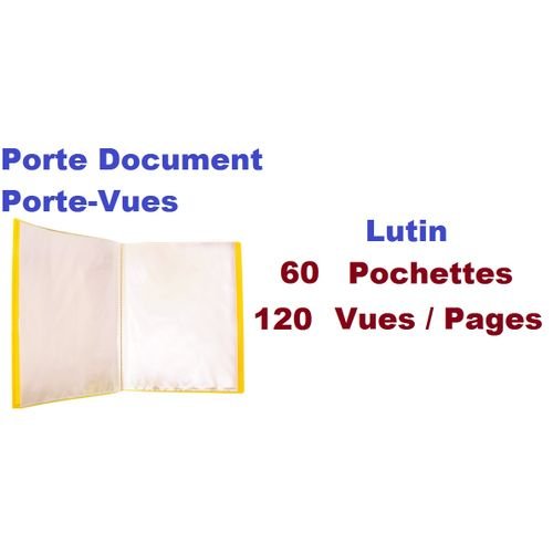 Porte-vues Document, Lutin En Polypropylène, Souple, Ouverture 180°, 120 Vues, Jaune - Image 1 of 1