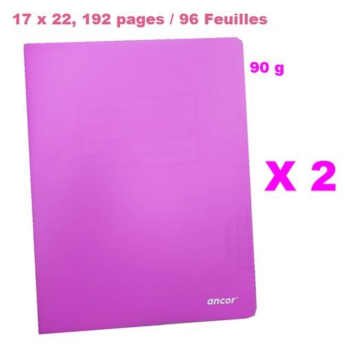 Lot De 2 Cahiers Polypro 17x22 Cm 192 Pages Violet Couverture Plastifiée 90g - Image 1 of 2