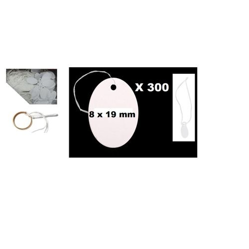 300 Étiquettes Ovales Pour Bijoux & Accessoires, En Carton Avec Fil D'attache - Image 1 of 1
